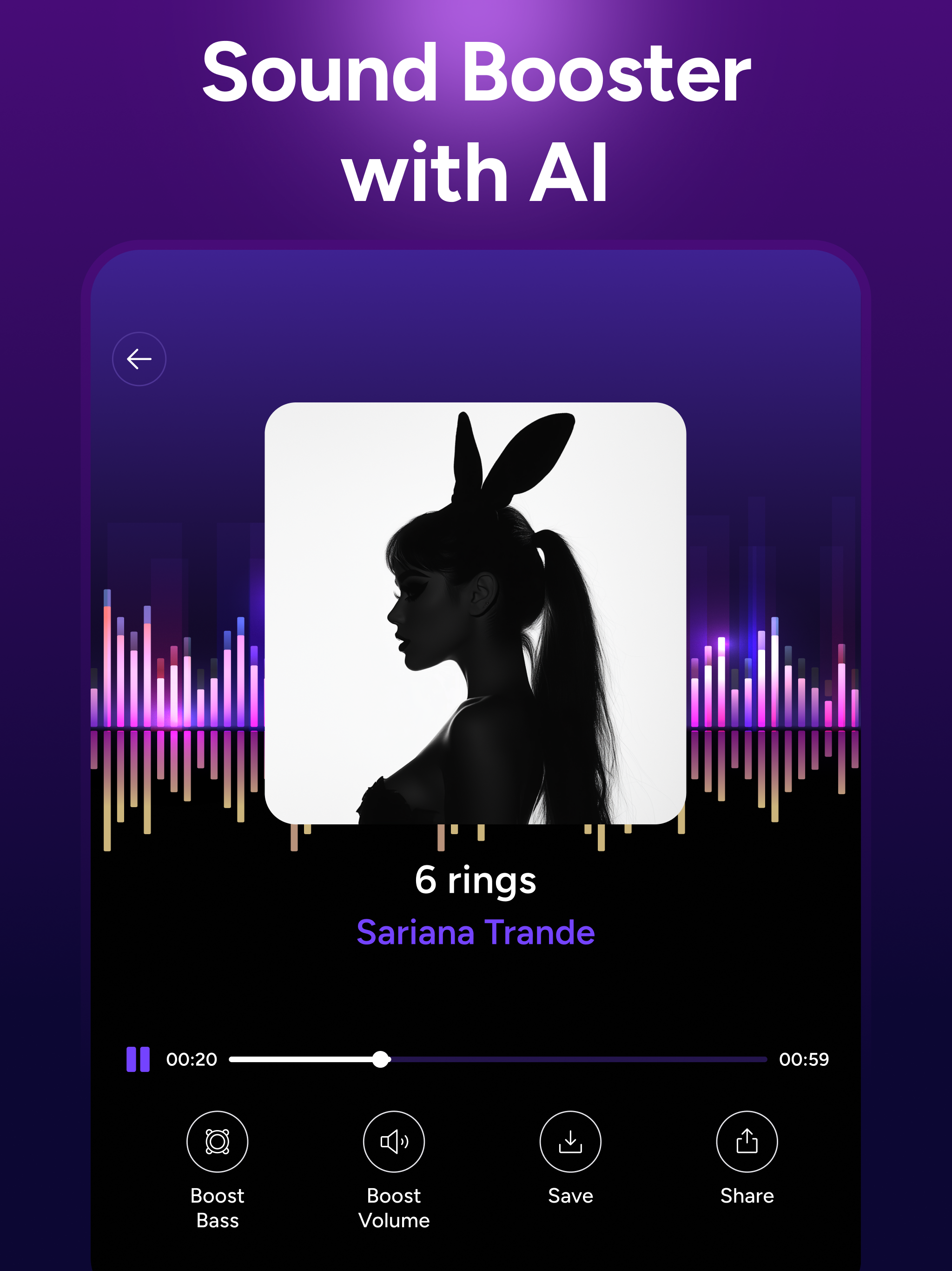 Volume booster app with bass boost and audio equalizer settings on Android and iPhone